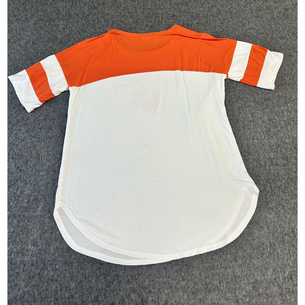 Piko T Shirt Clemson Tigers Sz L White Orange Ringer Raglan Rounded Hem - Picture 5 of 6